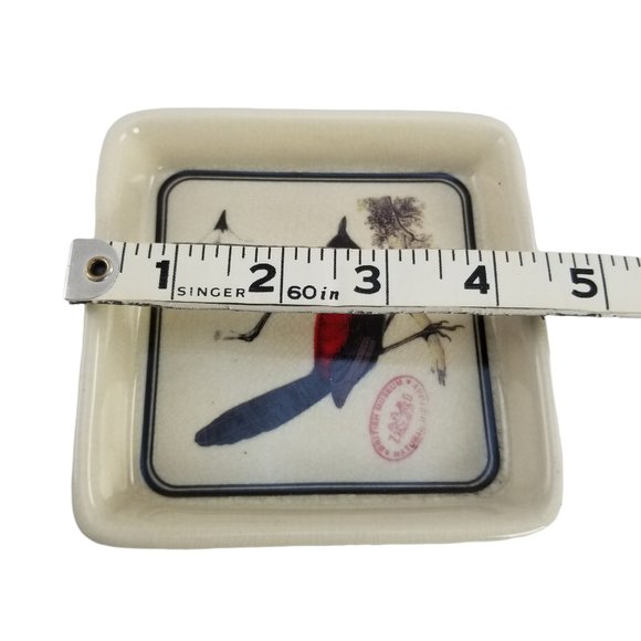 British Museum Ceramic Bird Candy Nut Mint Dish Jewelry Trinket Square Soap Tray - Picture 5 of 7